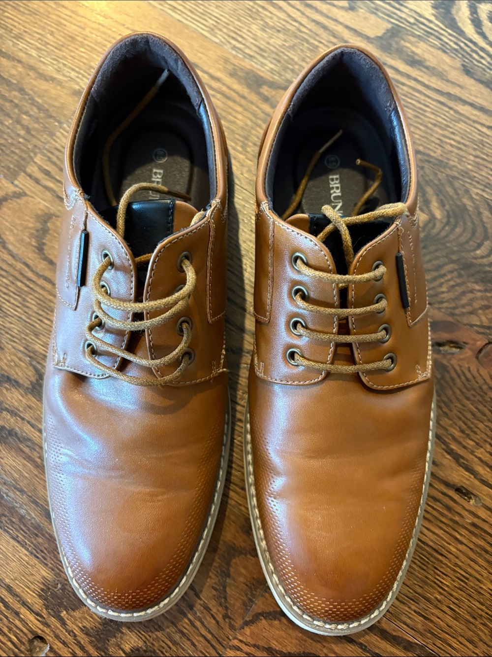 Bruno Marc Men’s Brown Leather Lace-Up Oxfords